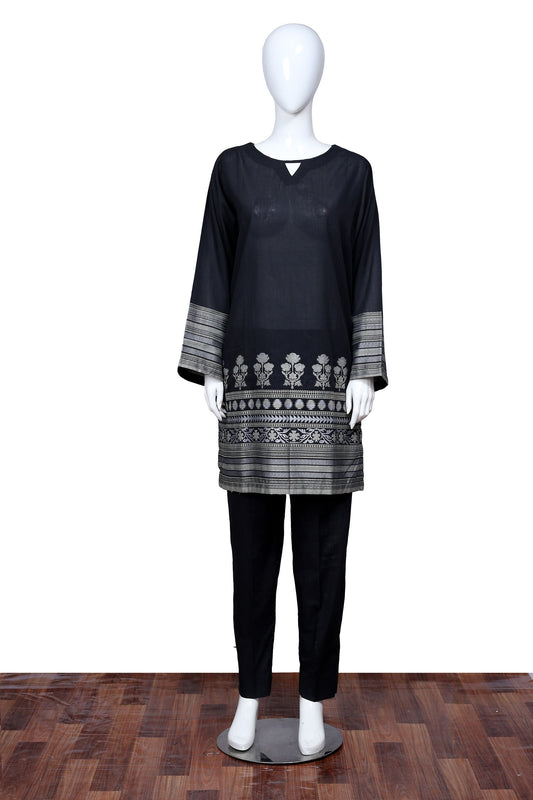 Adan's Libas - Black 40 - Ready To Wear Jacquard Shirt
