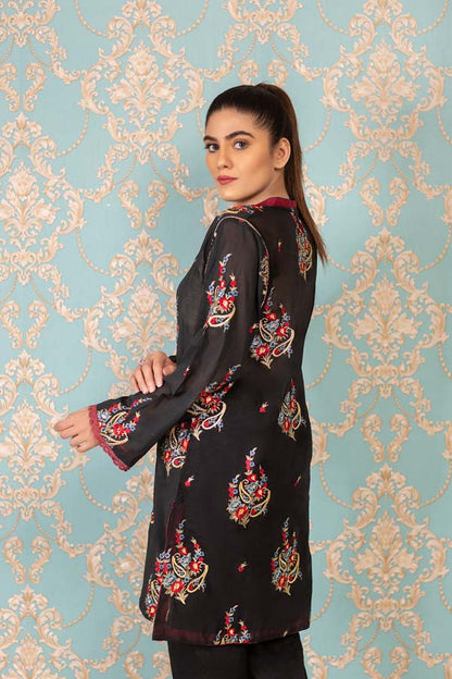 Adan's Libas - Black Lily - Stitched Embroidered Swiss Shirt