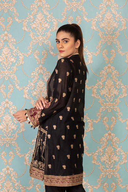 Adan's Libas - Black Bloom - Stitched Embroidered Swiss Shirt