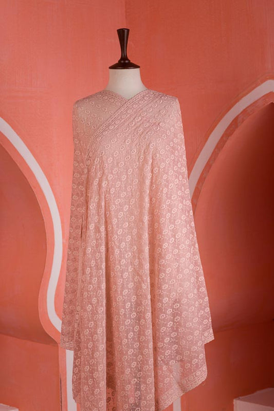 Adan's Libas - Blush Pink - Chikankeri Chiffon Dupatta