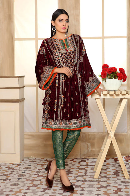 Adan's Libas - Calvert - Embroidered Velvet Unstitch 2PC