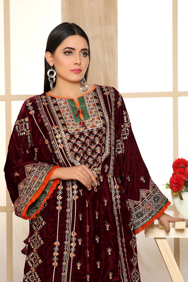 Adan's Libas - Calvert - Embroidered Velvet Unstitch 2PC