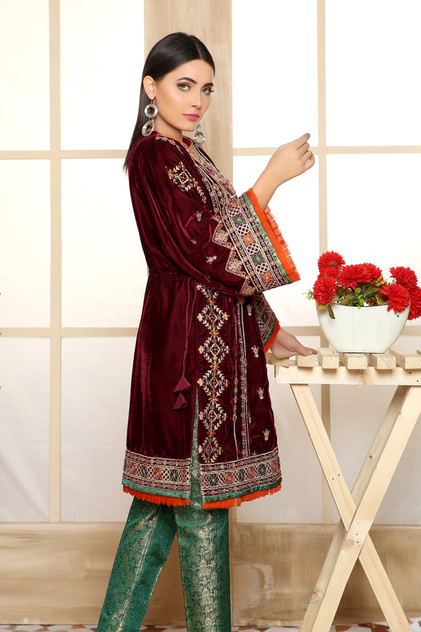 Adan's Libas - Calvert - Embroidered Velvet Unstitch 2PC