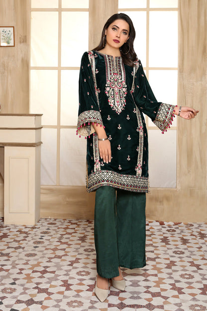Adan's Libas - Brace - Embroidered Velvet Unstitch 2PC