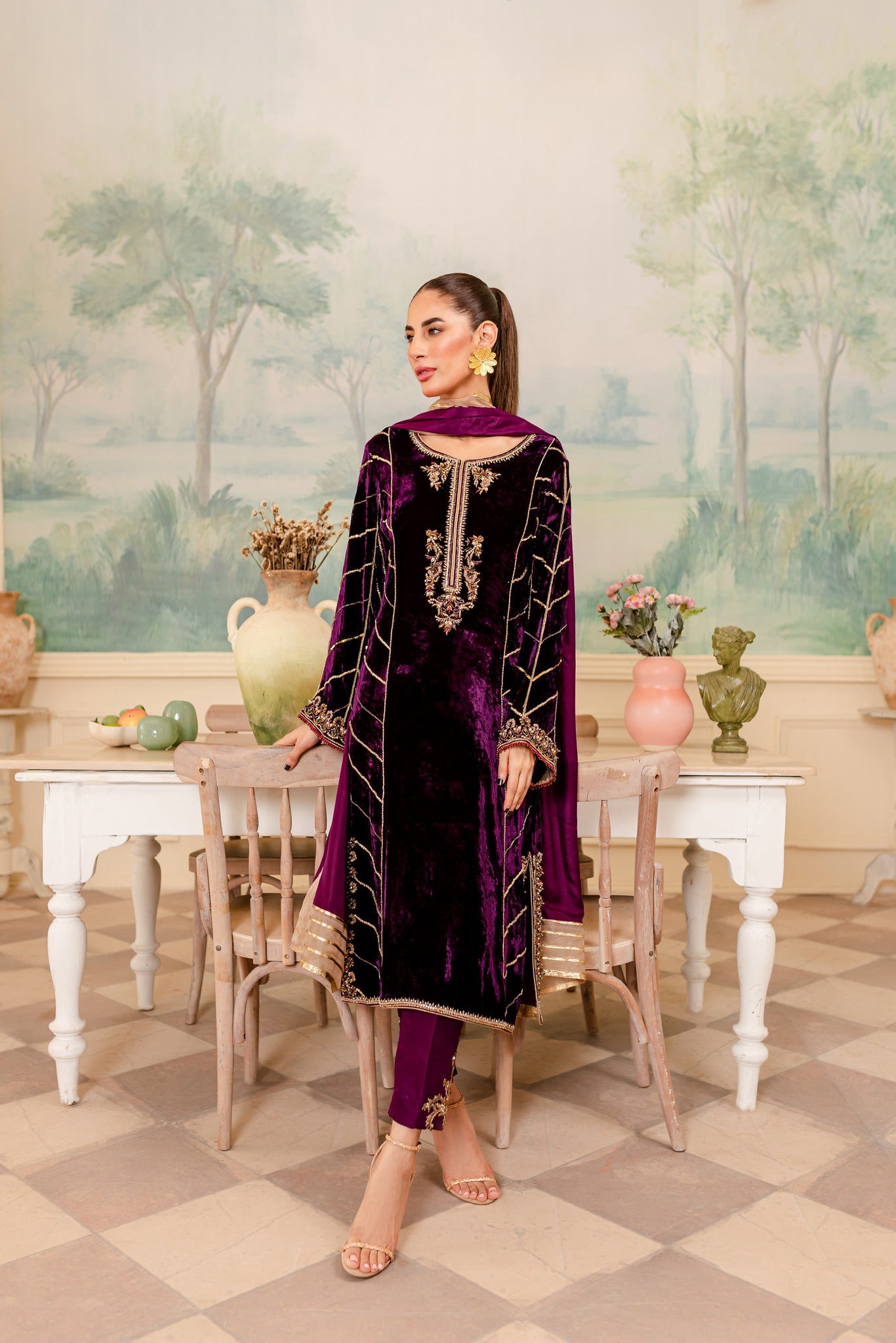 Cerise - Nureh Plum- Kurta+Dupatta