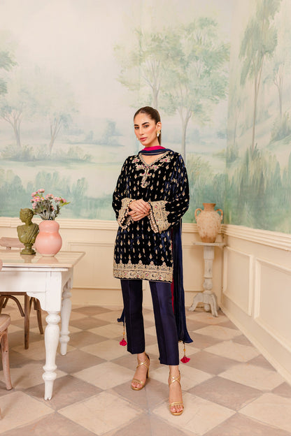 Cerise - Nadine Navy- Shirt+ Dupatta