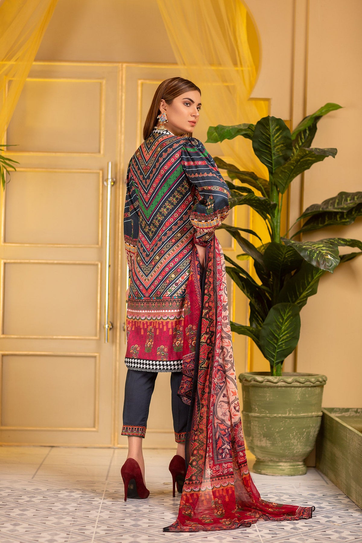 Adan's Libas - Brunello - Digital Printed and Embroidered Suvic Lawn 3PC