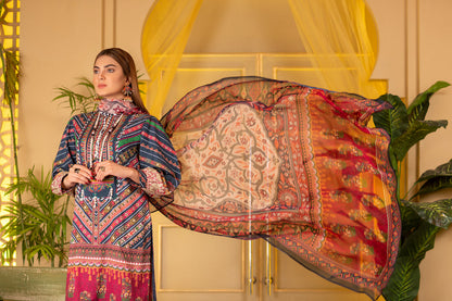 Adan's Libas - Brunello - Digital Printed and Embroidered Suvic Lawn 3PC
