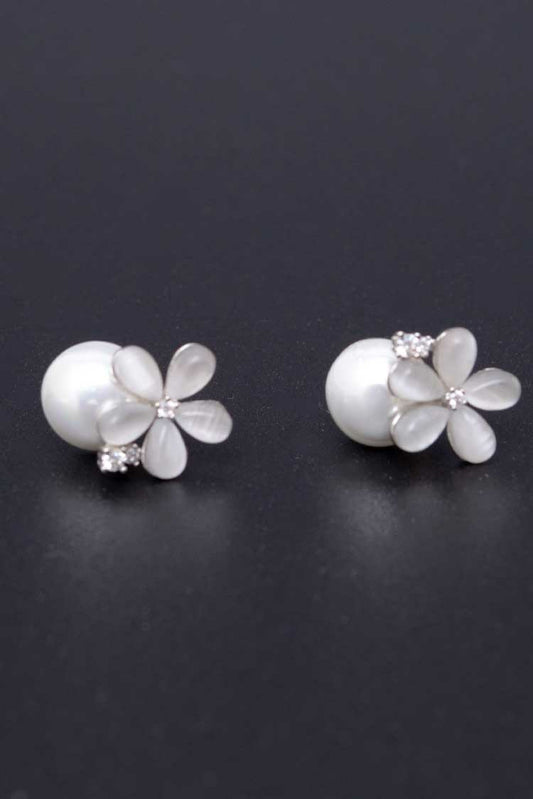 Ellena - Round Pearl Stud Earrings