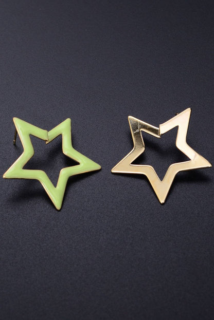 Ellena - Two-Tone Star Hoop Earrings