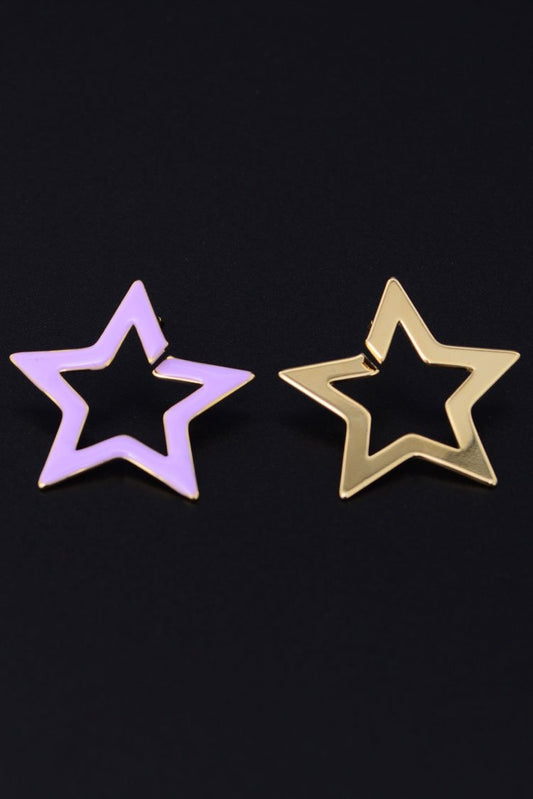 Ellena - Two-Tone Star Hoop Earrings