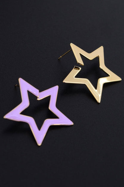 Ellena - Two-Tone Star Hoop Earrings