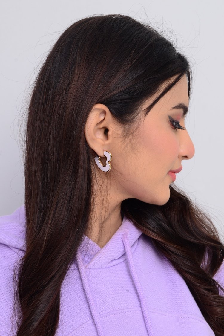 Ellena - Two-Tone Heart Hoop Earrings