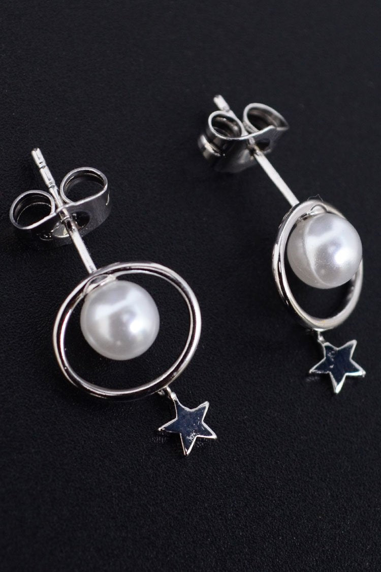 Ellena - Round Pearl Stud Earrings