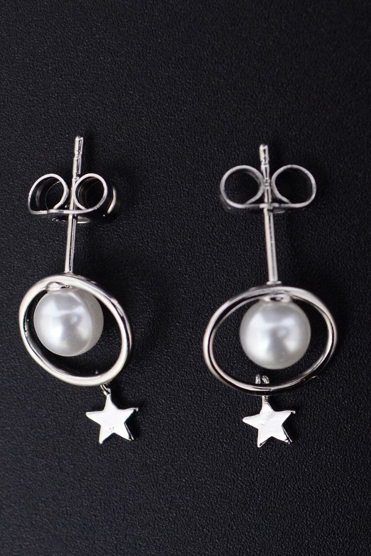 Ellena - Round Pearl Stud Earrings