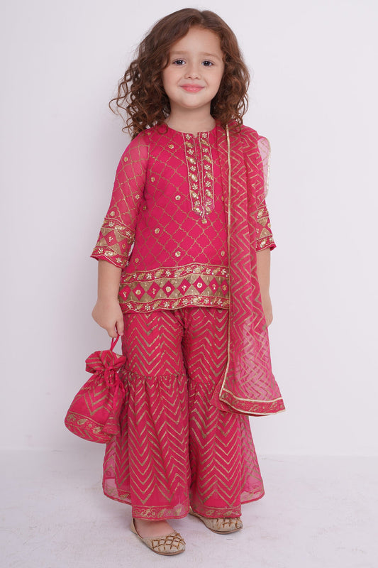 Kayseria - 3 Piece Pk Chiffon Suit