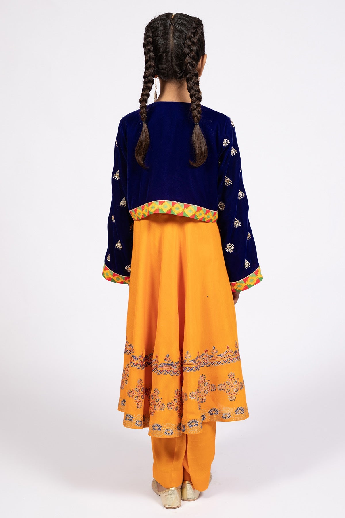 Kayseria - 2 Piece Velvet And Pk Raw Silk Frock & Koti