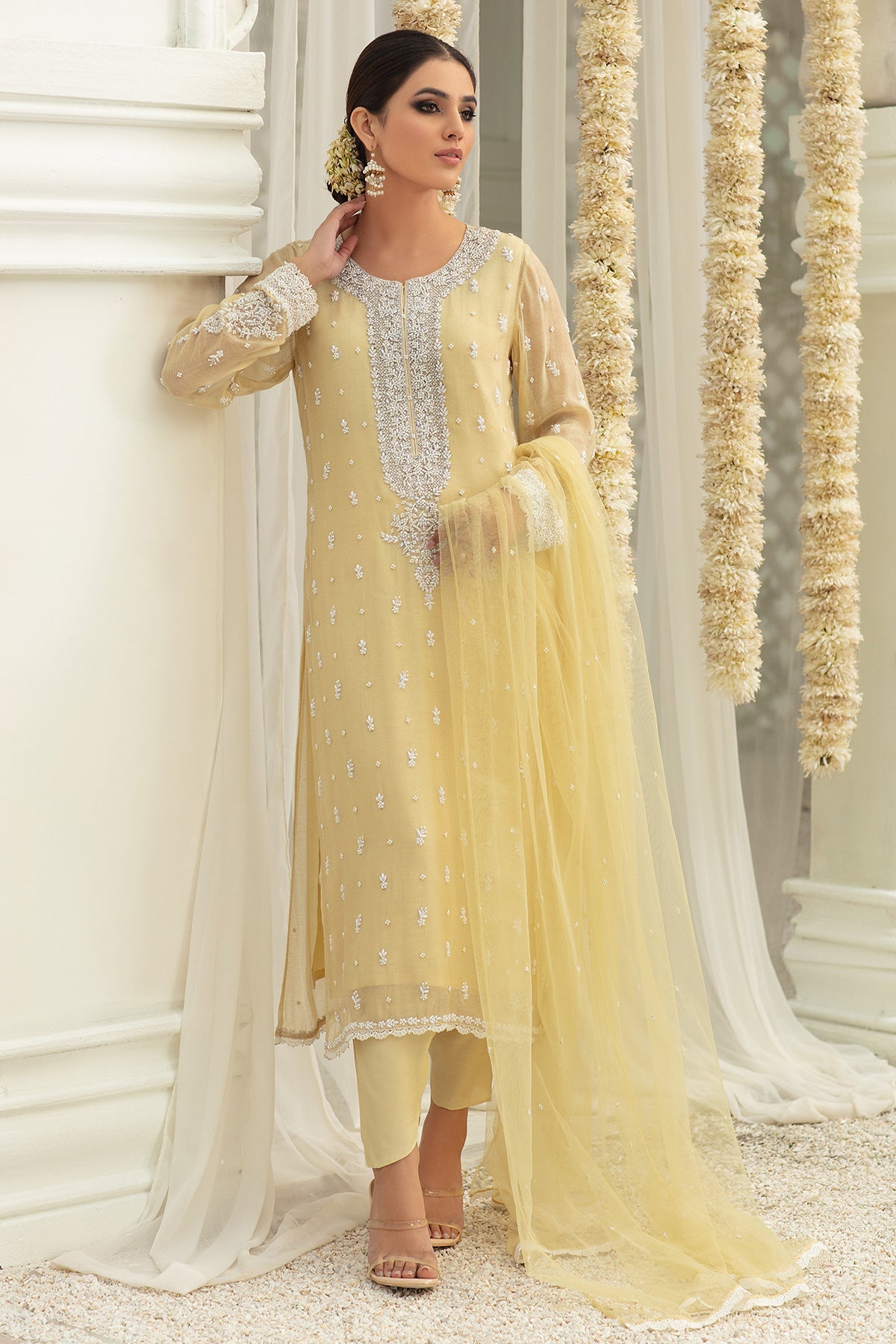 Kayseria - 4 Piece Silk Net Suit