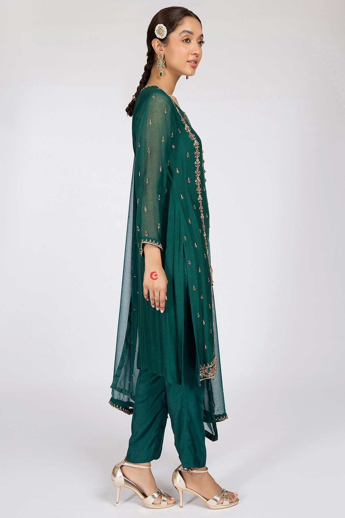 Kayseria - 3 Piece Silk Net Suit