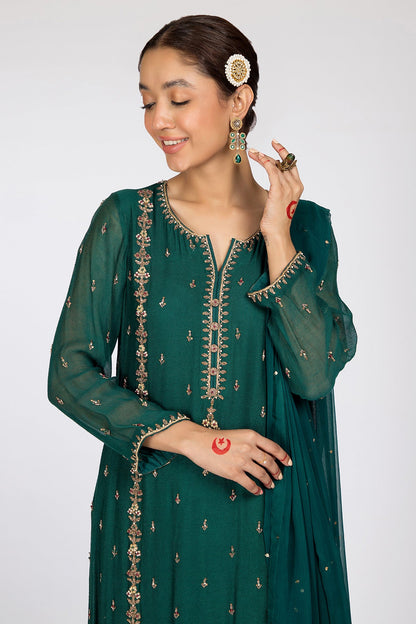 Kayseria - 3 Piece Silk Net Suit