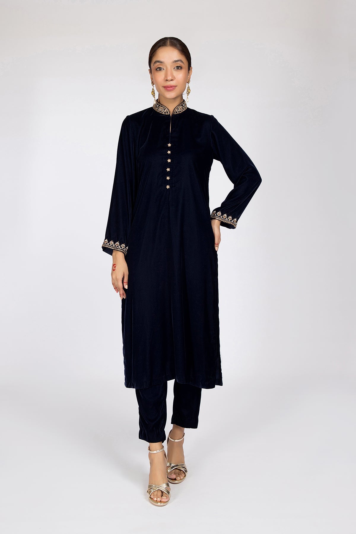 Kayseria - 2 Piece Velvet Shirt & Trouser