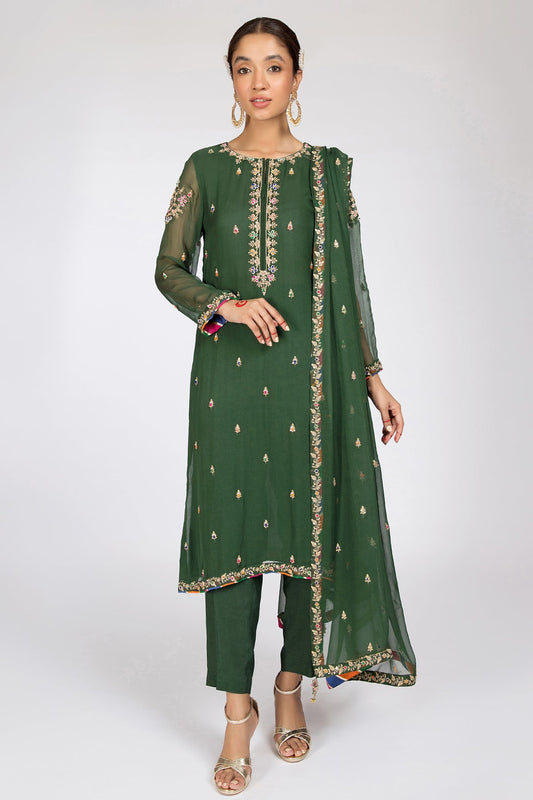 Kayseria - 3 Piece Pk Chiffon Suit