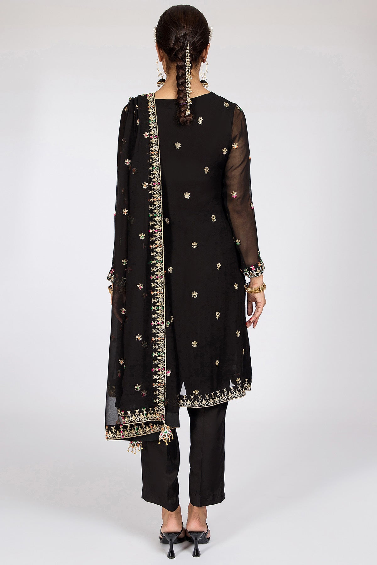 Kayseria - 3 Piece Pk Chiffon Suit