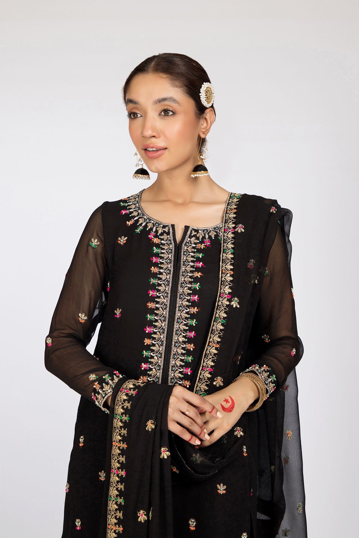 Kayseria - 3 Piece Pk Chiffon Suit
