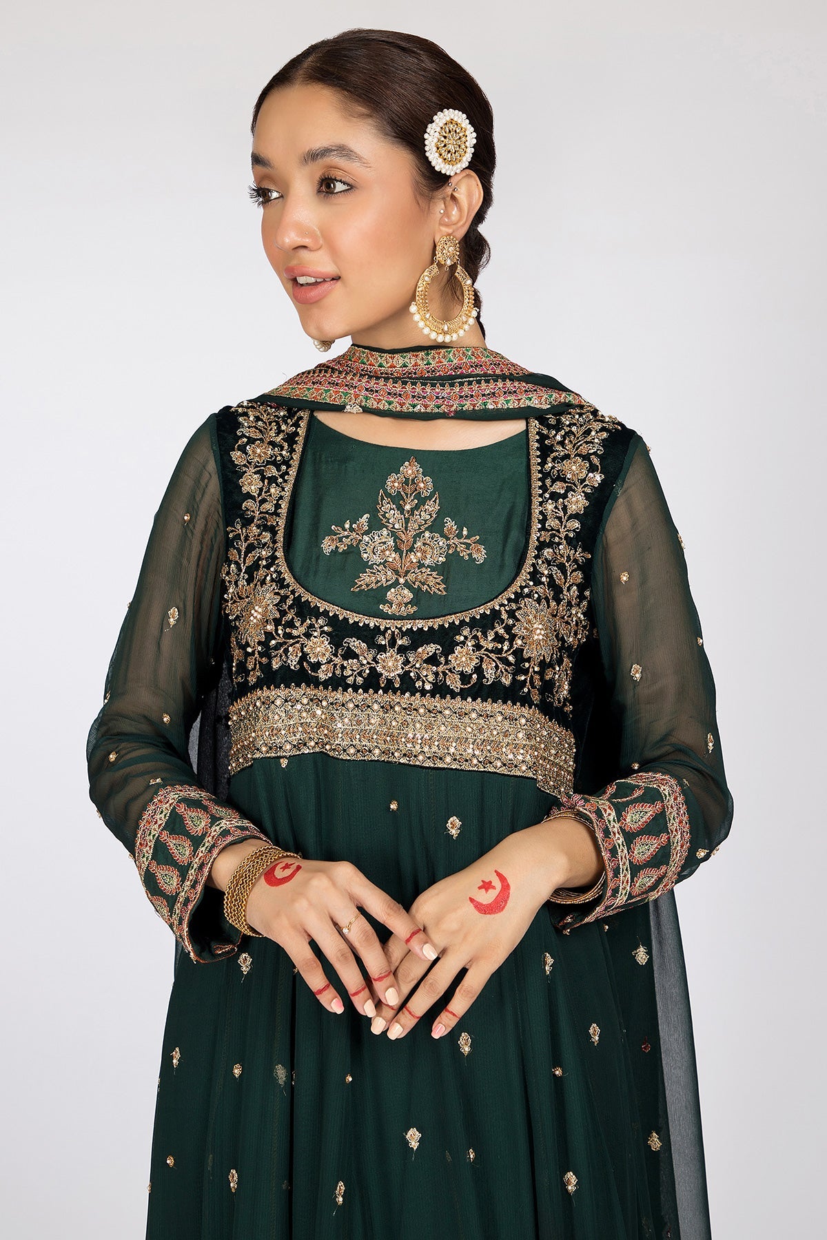 Kayseria - 3 Piece Pk Chiffon Suit