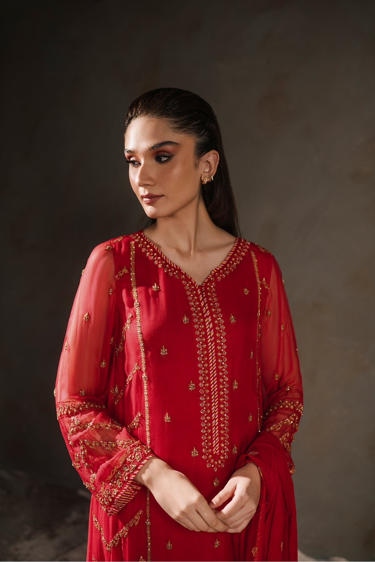 Kayseria - 3 Piece Pk Chiffon Suit