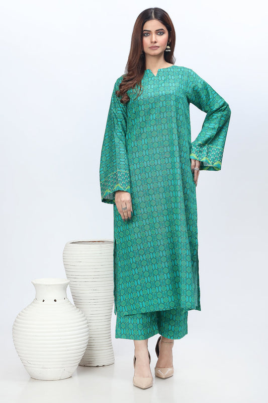 2-PC Printed Khaddar Shirt with Trouser SCPM-3-005-R1 GREEN