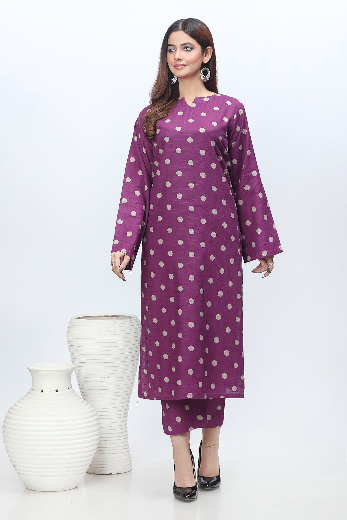 2-PC Printed Khaddar Shirt with Trouser SCPM-3-005-R1 PURPLE