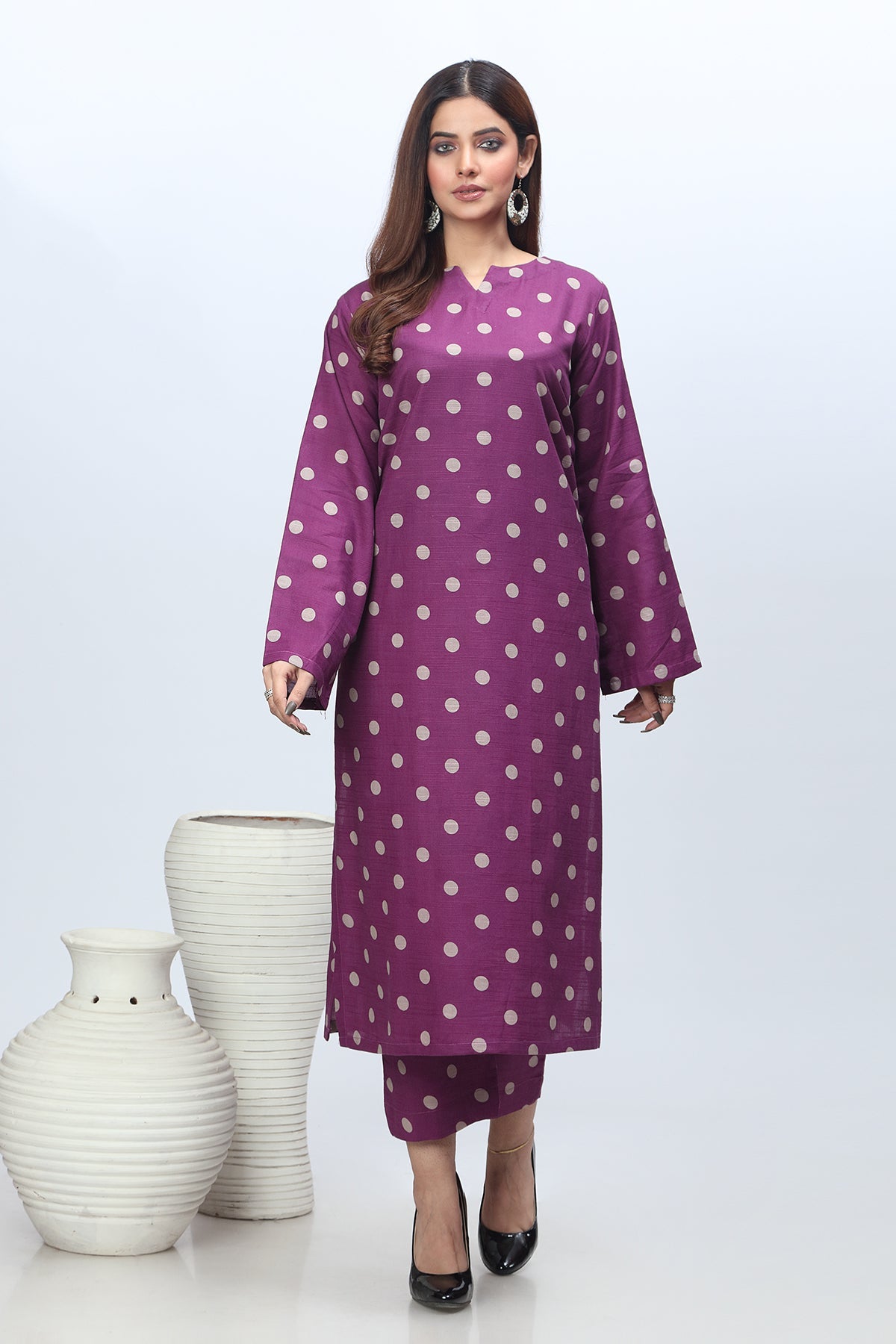 Charizma - 2-PC Printed Khaddar Shirt with Trouser SCPM-3-005-R1 PURPLE