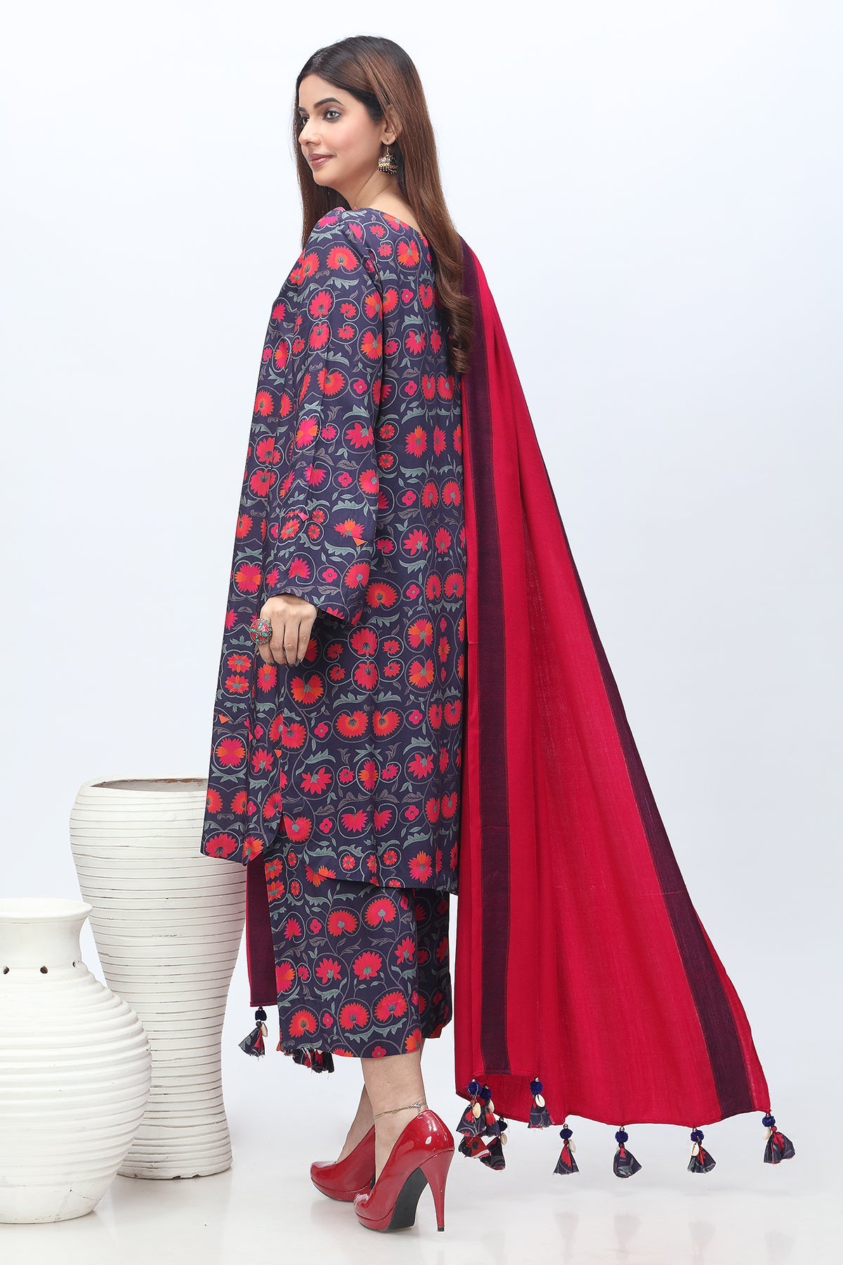 Charizma - 3-PC Printed Staple Shirt with Wool Shawl and Trouser NYS4-11