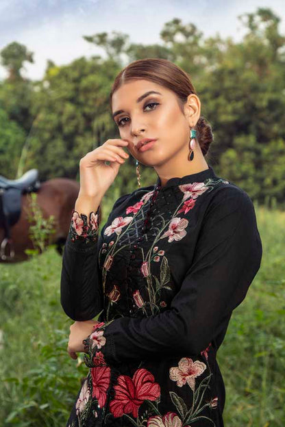 Adan's Libas - Blushing Black - Premium Embroidered Jacquard Unstiched Lawn Kurti