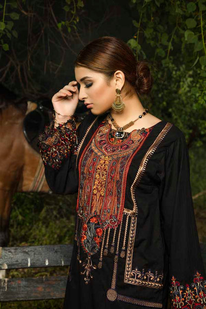 Adan's Libas - Blond Black - Embroidered Unstiched Lawn Kurti