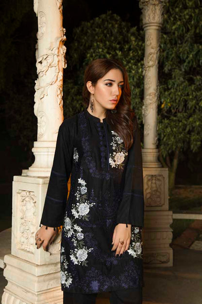 Adan's Libas - Blue Coat - Premium Embroidered Jacquard Unstiched Lawn Kurti