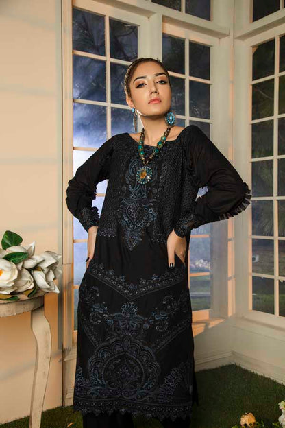 Adan's Libas - Blue Berry - Premium Embroidered Jacquard Unstiched Lawn Kurti