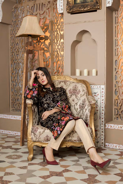 Adan's Libas - Brown 02 -  Embroidered Velvet Un Stitched (2 Piece)