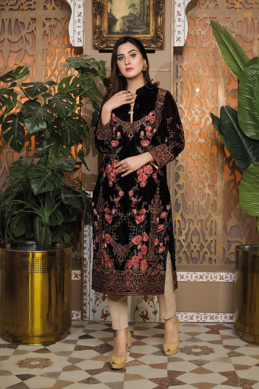 Adan's Libas - Brown 04 -  Embroidered Velvet Un Stitched (2 Piece)
