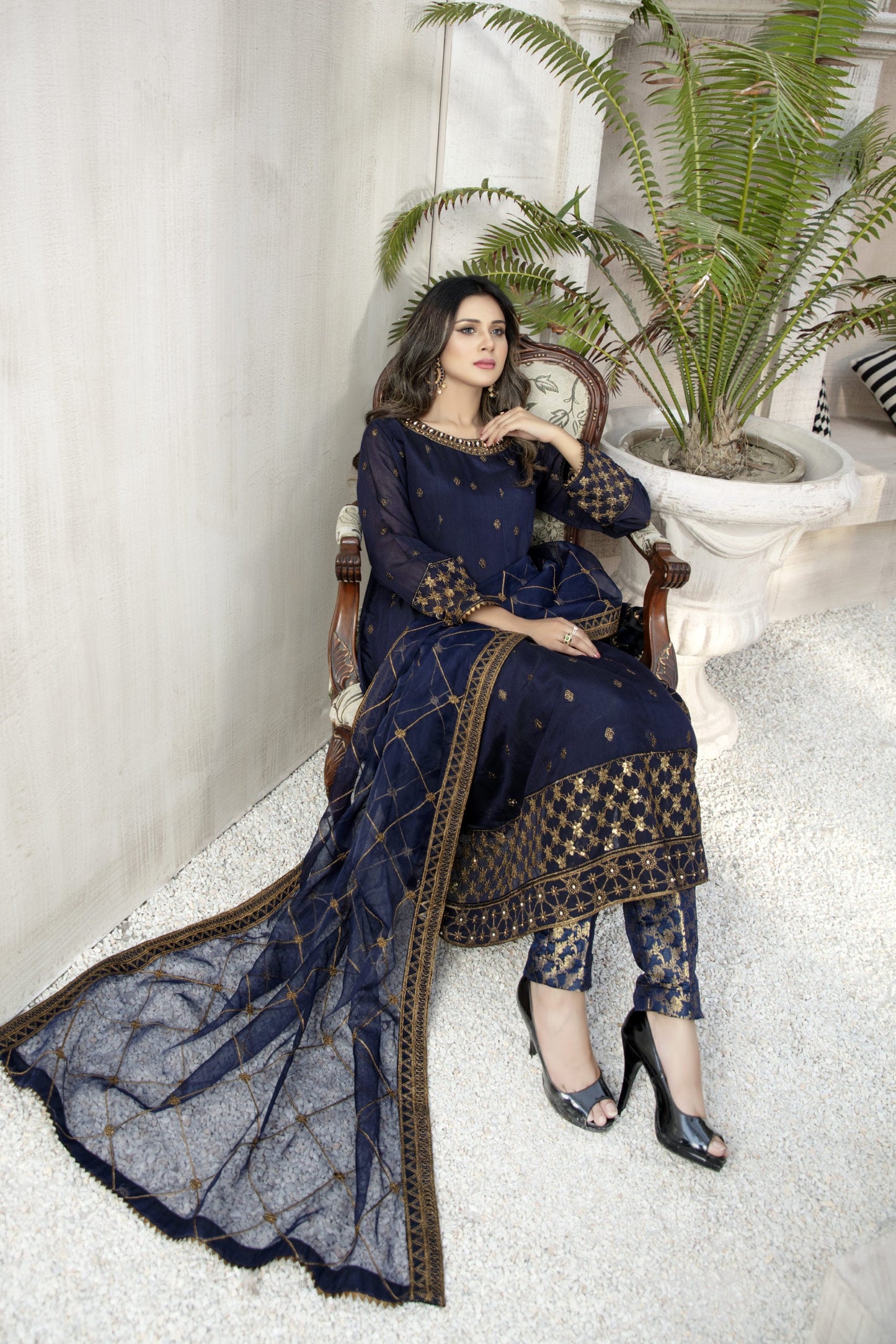 Ellena - 3-PC Stitched Paper Cotton Suit