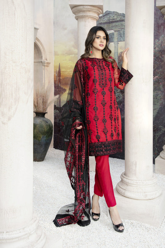 Ellena - 3-PC Stitched Organza Suit