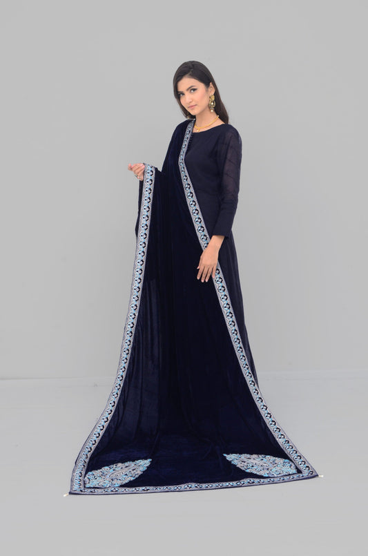 Ellena - Embroidered Velvet Shawl