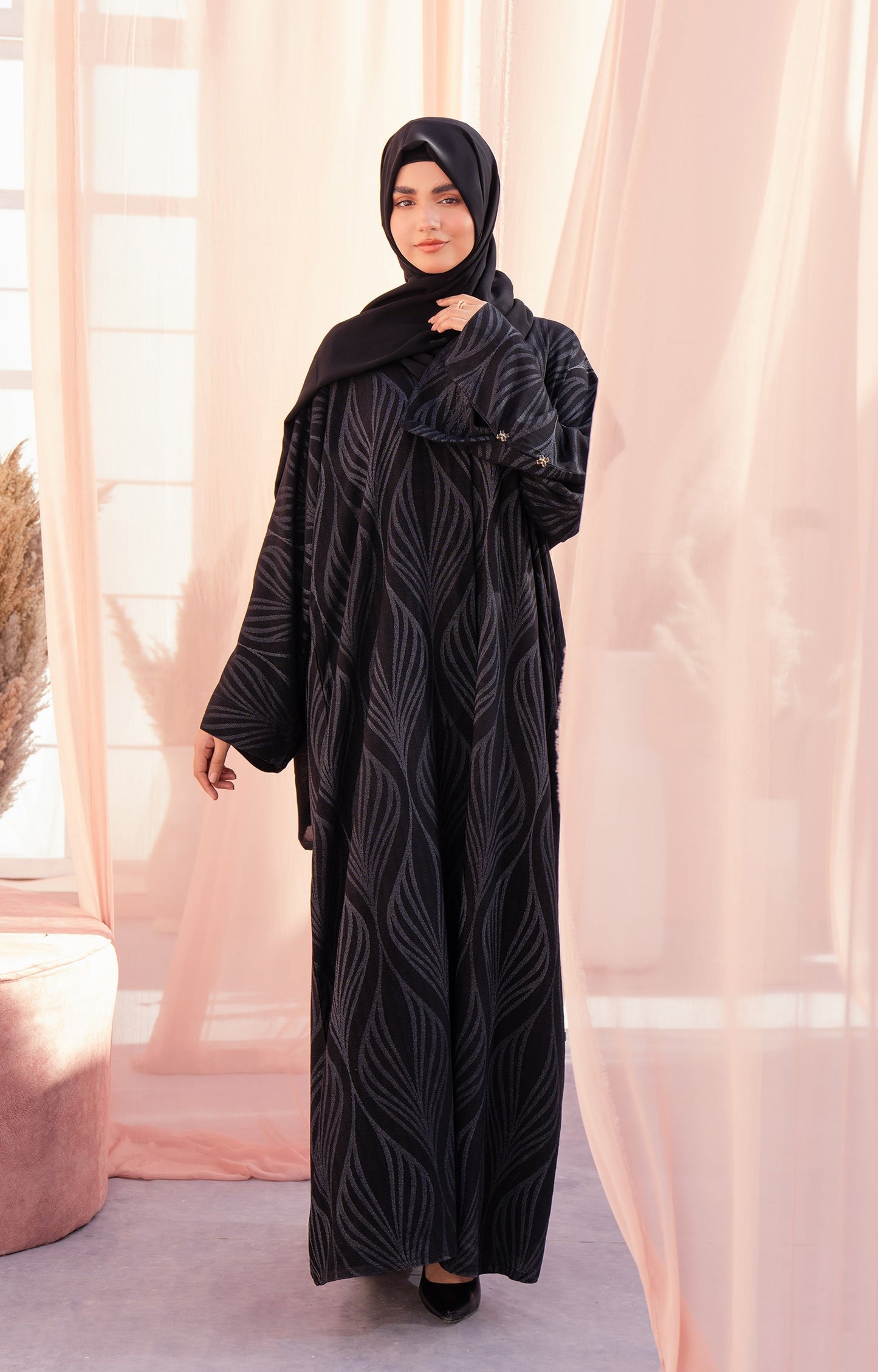 Hareer - KAYLEN BLACK FRONT OPEN ABAYA