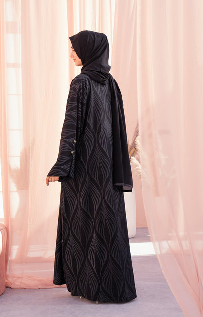 Hareer - KAYLEN BLACK FRONT OPEN ABAYA