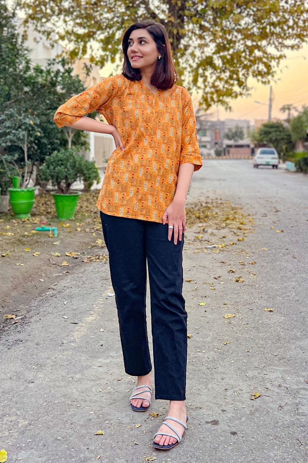 Celina - Printed Khaddar Kurti - D45
