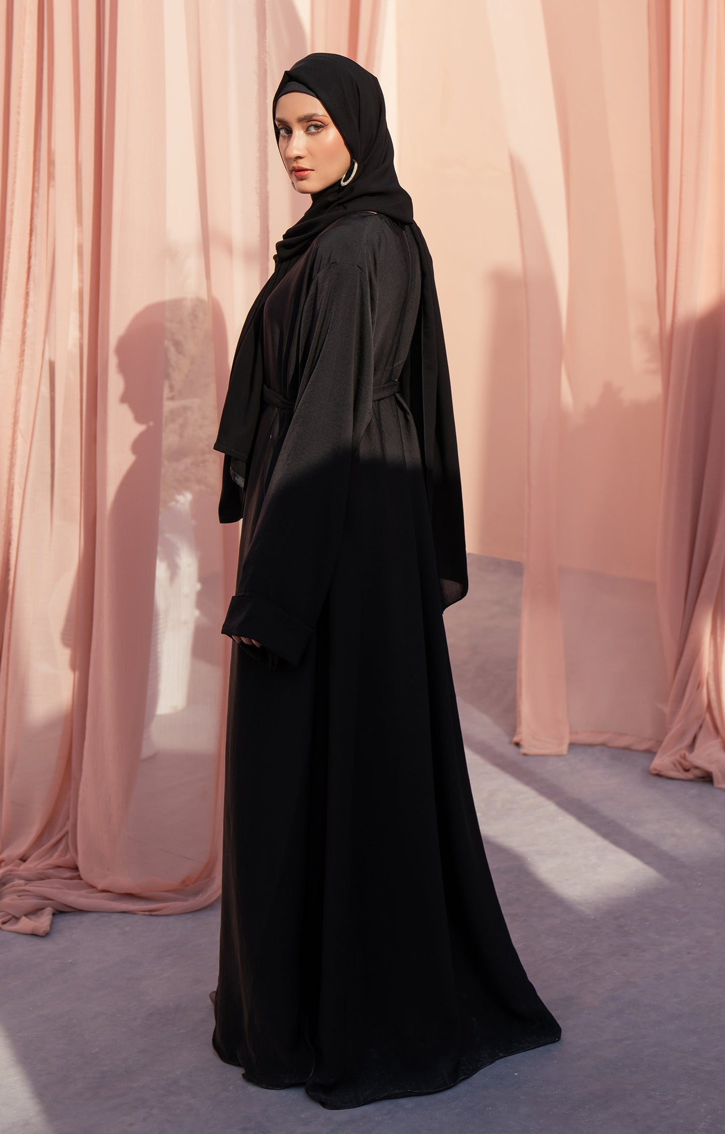 Hareer - TRIBAL BLACK FRONT OPEN ABAYA