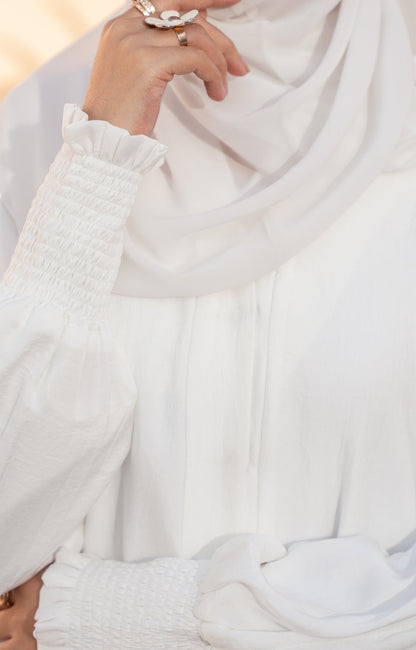 Hareer - WHITE MIST FRONT OPEN ABAYA