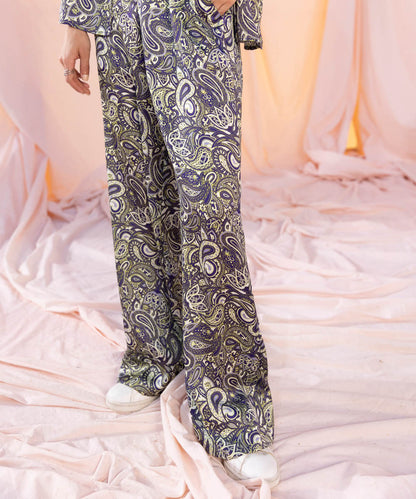 Sapphire - Printed Silky Full Length Trousers