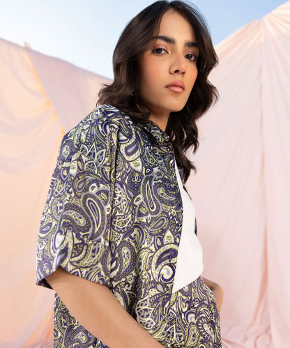 Sapphire - Printed Silky Full Length Trousers